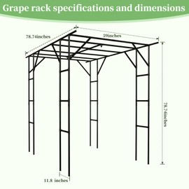 BUKLIYN Grape Vine Trellis - Size: 78.8 * 78.5 * 59 inches - Large Outdoor Garden Arch Trellis, Used for Outdoor Climbing of Plants, Courtyard and Garden Decoration of Pavilions (Black)