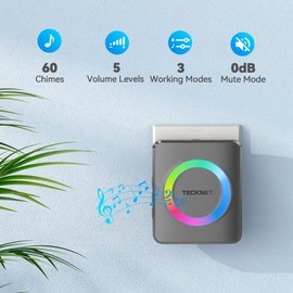 TECKNET Wireless Doorbell with 2 Plug-In Receivers, IP65 Waterproof Doorbells for home, 1300ft Operating Range, 60 Melodies & 5 Volume Levels of 0-120 dB, RGB Light for Hearing Impaired