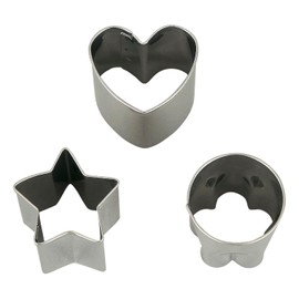 KAI KAI KITCHEN DH8057 Stainless Steel Vegetable Cutter, A La Carte, Set of 3, Flowers, Heart, Star, Dishwasher Safe, Made in Japan