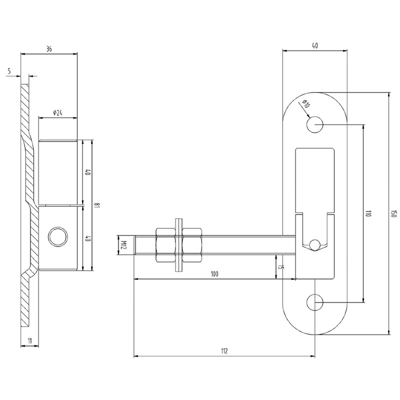 2 x SOTOOLS gate hinges, M12, ball bearing, separable, 150