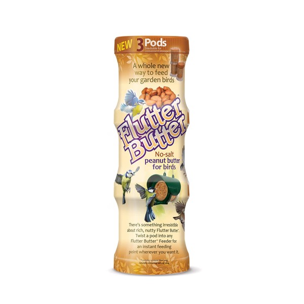 Wildlife Sciences Flutter Butter Suet Pack, 3 Jars of Flutter Butter Fruity Suet (Peanut Butter)