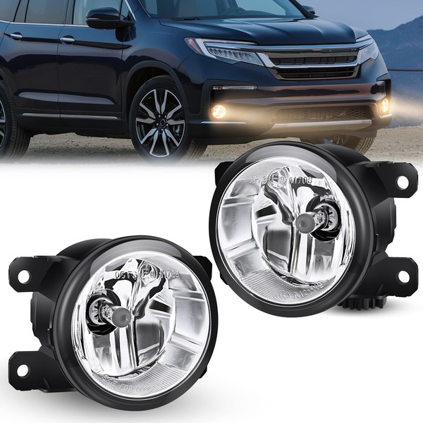 Nilight Fog Lights Assembly Compatible with 2013-2015 Accord Civic 2016-2018 Pilot 2014-2017 Compass 2013-2015 Crosstour CR-V Chrysler 2017-2018 JEEP Cherokee 2010-2018 RDX TSX TL ILX,2 Years Warranty