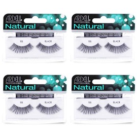 Ardell Natural Lashes False Eyelashes 111 - Black, Lightweight, Reusable, Soft & Natural Look Strip Lashes for Everyday Wear, 4-Pack