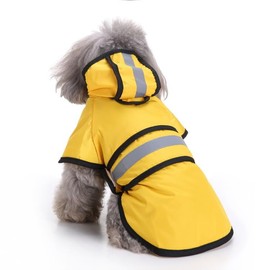 Dog Raincoat Adjustable Pet Water Proof Clothes Lightweight Rain Jacket Poncho Hoodies with Strip Reflective (S, Yellow)
