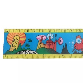 Unbranded Vtg 3D Planets 12 Inch Flicker Ruler Centimeter Spaceship Shuttle Astronaut 80s.