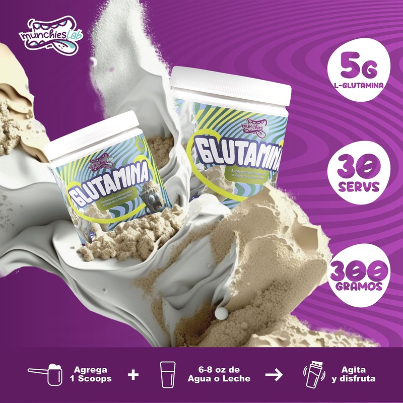 MUNCHIES LAB | GLUTAMINA 300G | 60 SERVICIOS | SABOR