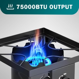 3 Burner Gas Stove, 225,000BTU Outdoor Propane Stove with 0-20 PSI Adjustable Regulator and 4ft Hose, Propane Burners for Outdoor Cooking Patio Backyard Camping with Detachable Stand Legs