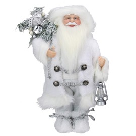 Northlight E76667 12" Elegant White Frost Standing Santa Claus Christmas Figure with Lantern