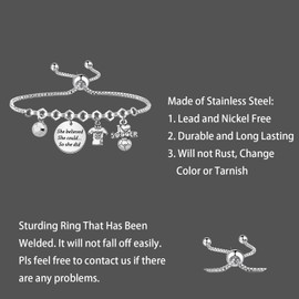 Lywjyb Birdgot Soccer Charm Bracelet Soccer Lover Gift Football Sport Coach Thank You Merch Soccer Team Gift (She believed soccer Br)