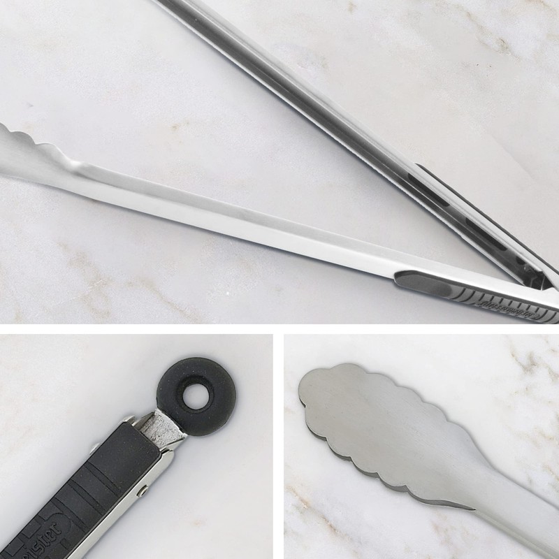 Messermeister Stainless Locking Tongs, 16” - Gently Grips Food -