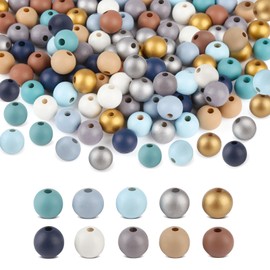 ZEFAN Colourful Wooden Beads Set, 250 Pieces Wooden Beads for Threading, 16 mm Wooden Balls with Hole, Round Wooden Beads Colourful for Bracelets and Crafts