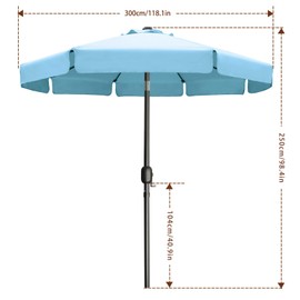 MASTERCANOPY Valance Patio Umbrella OutdoorMarket Table Umbrella with Ruffles, 8 Sturdy Ribs (10ft, Turquoise)
