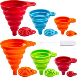 KALAVE 6 Pack Kitchen Funnel Set - Food Grade Silicone Collapsible Funnel, Funnels for Kitchen Use Filling Bottles, Daily Cooking, and Water or Powder Transfer. (Multicolor)