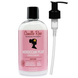 Camille Rose Acondicionador, pera marroquí, con bomba, mascarilla para el cabello, desenredante, acondicionador profundo para reparación de cabello seco y dañado, control del encrespamiento, 12 onzas