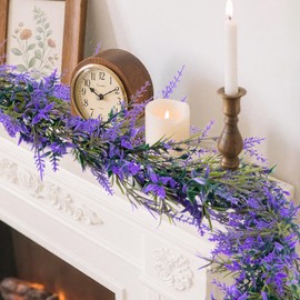 RAINFLOW 5.9Ft Lavender Garland - Purple Artificial Lavender Garlands for Decoration, Summer Garland for Mantle Table Runner Wedding Arch Party Bedroom Patio Balcony Garden Flower Wall Decor