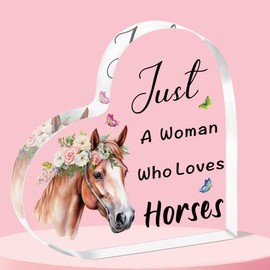 QMVMV Funny Horse Acrylic Plaque Gifts Animal Lover Gift Just A Woman Who Loves Horses Horse Lover Gift For Women, Who Loves Horses Acrylic Plaque