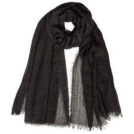 Caspar SC503 Women's XL Vintage Scarf with Small Fringes, black,