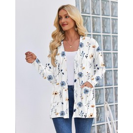Zeagoo Lightweight Cardigans for Women 2025 Summer Long Sleeve Floral Cardigan Open Front Sweaters Loose Cover Up