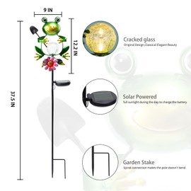 Bshine Solar Powered Frog Garden Outdoor Lights - Garden Outdoor Metal Stakes Path, Backyard, Lawn Ornaments, Yard Art, Frog Gifts for Women, Mom, Mother's Day Gift