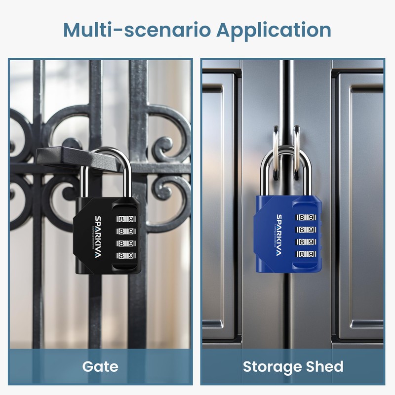 Sparkiva Combination Padlock with Code, 4 Digit Heavy Duty Padlock