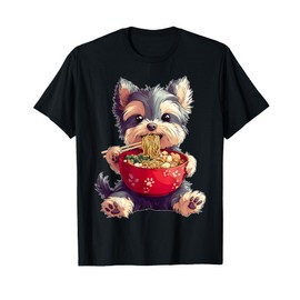 Yorkshire Terrier Yorkie Dog Japanese Ramen Noodles Kawaii T-Shirt