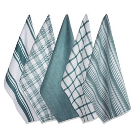 DII Juego de 5 Toallas para Platos, de Gran tamaño, ultraabsorbentes, de Grado Profesional, de Lujo, para Uso Diario, 45.7 x 71.1 cm, Color Gris, Verde Azulado, 18 x 28, 1