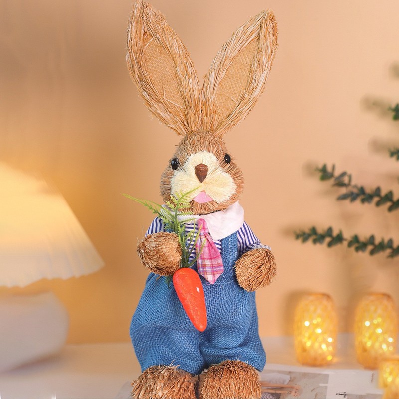 Children DIY Straw Bunny Set Parent Child Straw Rabbit Handmade