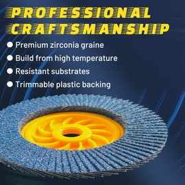 PRETEC Flap Discs 4 1/2 for Angle Grinder no Tools Installation 40 Grit, 4.5" x 7/8" High Density Trimmable Zirconia Type 29 Flap Sanding Disc for Grinding, Rust Removal and Sanding (10 Pack)