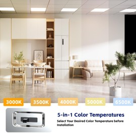 YPII LED Flat Panel Light LED Drop Ceiling Light Fixture, 5 CCT 3000K-6500K Adjustable & 5 Wattage Selectable Recessed Back-Lit Fixture for Office, ETL Listed(4Pack 2x2)