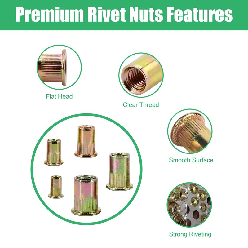 Maozaa Rivet Nuts, 100pcs M4 Rivet Nut, Carbon Steel Rivnut