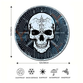 Ymyoo Metal Sign Tin Sign Circular Skull Sticker Scribble Skull Sign for Garden for Bar 12×12 Inches