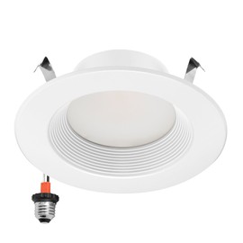 Maxxima 4 in. 5 CCT Retrofit Recessed LED Downlight with E-26 Quick Connect, Color Selectable 2700K-5000K (2700K/3000K/3500K/4000K/5000K), Dimmable Retrofit, 900 Lumens