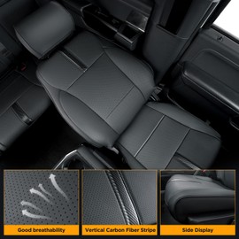 DrCarNow for Ford F150 Front Seat Covers 2015-2022 2023 2024,Only Fit for F150 1st Row Bucket Seat(XL,XLT),Black Waterproof Leather Seat Cover Accessories(Only Front Seat