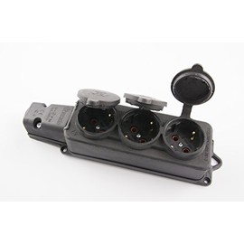 Schuko Solid Rubber Plug, Coupling or Schuko Socket Rubber Set 16A/250V (Triple Socket)