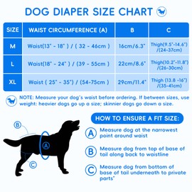 AMFUN Reusable Dog Nappies, Washable Dog Panties, Dog Panties Dog Nappy for Female Dogs in Heat & Incontinence Red/Purple/Black