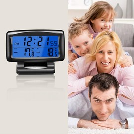 Car Clocks and Temperature, with Blue Backlight, Car Dashboard Digital Clock, Vehicle Clock, with LCD Time Day Display, 12H 24H Switching, for Dashboard Car Mini Clock