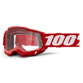 100% MÁSCARAS Unisex Adult Accuri 2 Goggle Red-Clear Lens Glasses, Neon / Red (Multicoloured), One Size