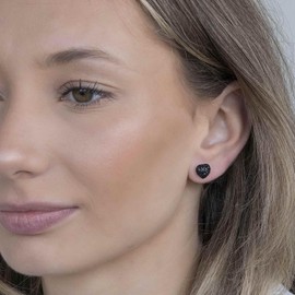 MATERIA by Matthias Wagner Crystal Heart Stud Earrings Silver 925 Women Girls in 7 Colours, Crystal, Crystal