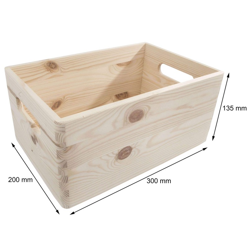 Wooden Open Storage Box with Handles | 30 x 20