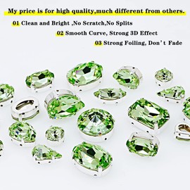 DONGZHOU Sew On Rhinestones with Holes Claw Rhinestone Setting K9 Crystal Fancy Stone Gems Copper Flatback Jewelry Making DIY Crafts Clothes Shoes Mixed Shapes 82pcs Chrysolite-125