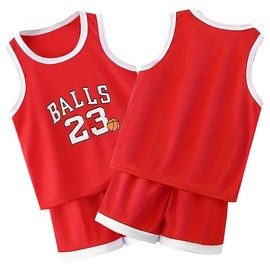 MTTYYD Kids Basketball Jerseys 23# for Kids Sports Tank Top and Shorts Boys Girls 2-14 Years RED-120