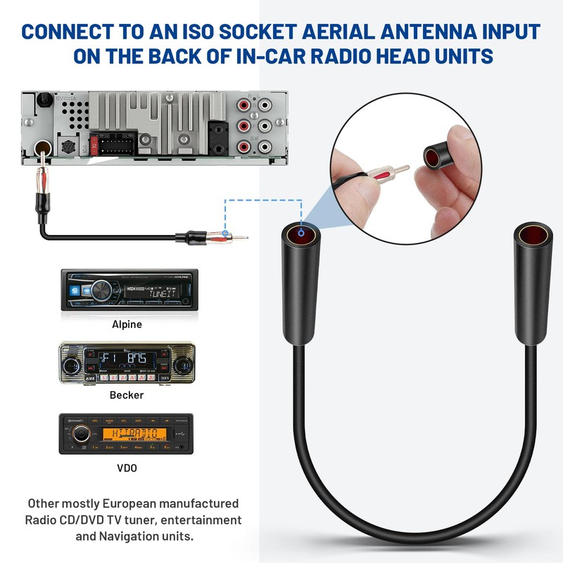 Anina - Adaptador de antena de radio de coche hembra