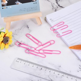 sourcing map Pack of 100 Paper Clips Medium Size Vinyl Coated with Box for Organising Office Home 2 Inch Pink