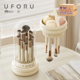 UFORU US Stock Clear Large Capacity Makeup Organizer with Lid Hanging Tabletop Stand Makeup Brush Bucket Holder Standcolor: Black