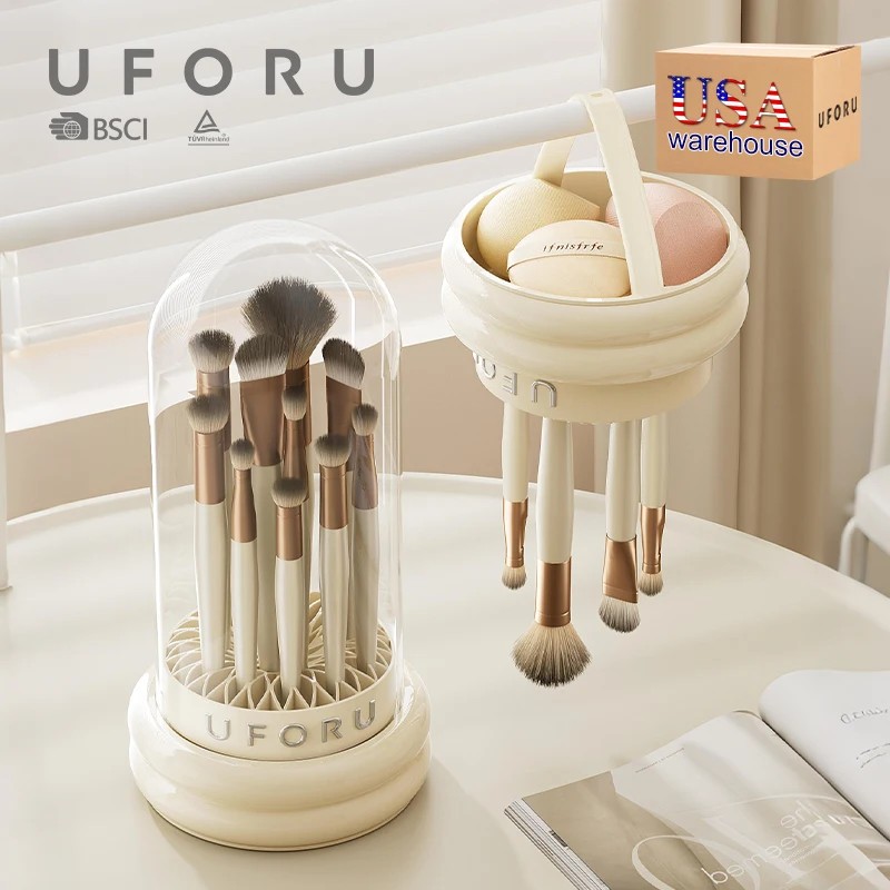 UFORU US Stock Clear Large Capacity Makeup Organizer with Lid