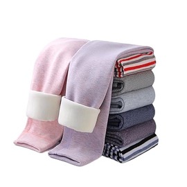 StyleSavvy Girls Winter Leggings Thick Cotton Fleece Lined Girls Pants Warm Stretchy Thermal Tights Pants Morandi Pinkpurple for 6-7 Years