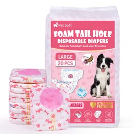 Pet Soft Disposable Dog Diapers - Female Dog Diapers with Adjustable Foam Tail Hole, Ultra Protection Puppy & Cat Diapers Wetness Indicator for Dogs in Heat or Incontinence, 20pcs (L,Red)