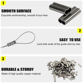 OROOTL Fishing Crimp Sleeves Kit, 500PCS Double Barrel Crimp Sleeves for Fishing Line Copper Crimping Loop Sleeve Wire Rope Fishing Crimp Sleeves Tubes Fishing Wire Leader Rigging Tackle