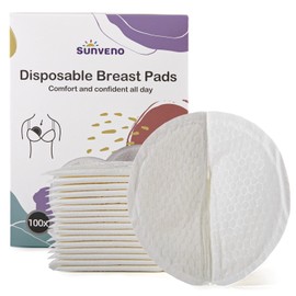 SUNVENO Disposable Nursing Pads, Ultra Thin & Extra Absorbent Vented Leak Proof Nursing Essentials for Optimal Fit and Discretion, Individually Wrapped (100 Pcs)