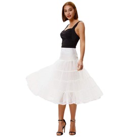 GRACE KARIN Women's Retro Ankle Length Petticoat Vintage 50s Crinoline Tutu Underskirts for Formal Dress (Ivory,M)